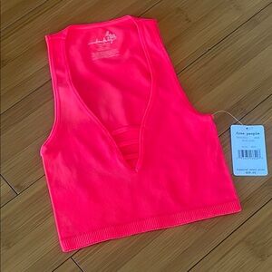 Free People Strapped In Brami Neon Pink yoga lounging top